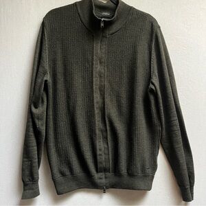 Hugo Boss Men's Olive Green Wool Zip up Sweater Sz M